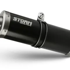 Silenciador negro Storm Racing Parts. Opiniones sobre escapes para una moto que escapa a la tormenta.
