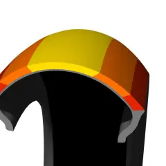 Corte transversal de un neumático con capas de colores, mostrando la tecnología que inspira las **Bridgestone S21 opiniones**.