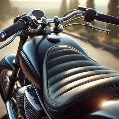 Asiento de moto negro, listo para limpiar y salir a la carretera.