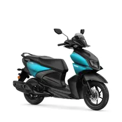 Scooter Yamaha Ray ZR azul turquesa y negro, con diseño deportivo y moderno.